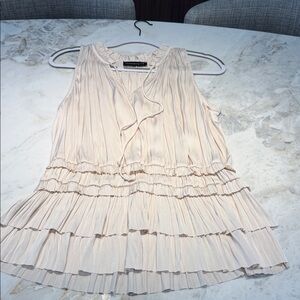 Elegant Cream Ruffled Tank Top